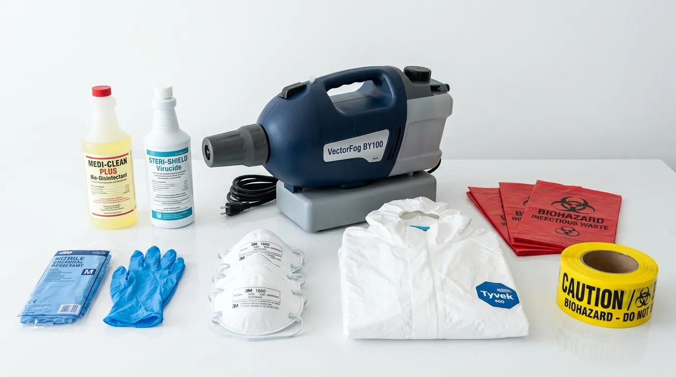 Professional biohazard remediation crew working in Green