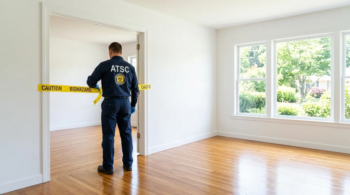 Certified biohazard cleanup crew performing Decomposition Cleanup in Green